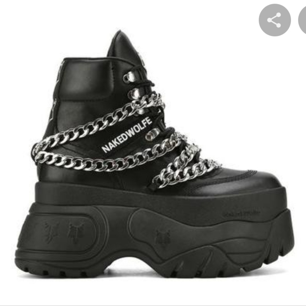 Naked Wolfe Saint Black Leather Sneaker Boots.Size EU 38 or US women's size 8